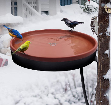 GESAIL 75W All Seasons Available Outdoor Garden 3 Easy Ways to Mount Decoration Stable & Durable Heated Bird Bath Bowl Bird Feeder, Bird Habitat with Stable Metal Stand as Gift Ideas for Bird Lovers