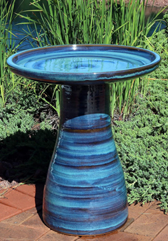 Sunnydaze Simply Elegant Outdoor Ceramic Bird Bath - High-Fired, Hand-Painted, UV and Frost Resistant Finish - Patio, Lawn, Garden Decorative Birdbath - Galaxy Blue