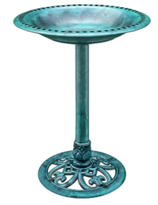 VIVOHOME 28 Inch Height Polyresin Lightweight Antique Outdoor Garden Bird Bath Green