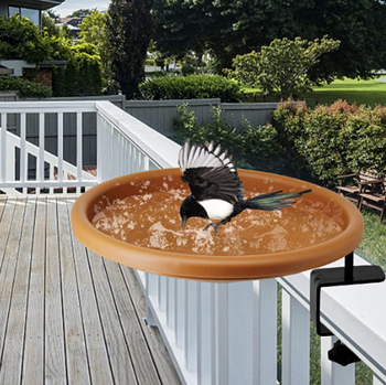 yosager Bird Bath Deck Bowl Spa Mount Bird Bath Unheated with Lightweight Detachable, Adjustable Heavy Duty Sturdy Steel, Great for Attracting Birds