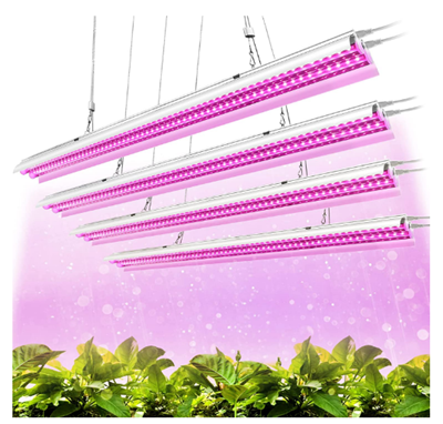 Monios-L Grow Light, LED Plant Light for Indoor Plants, T5 240W (4×60W) Full Spectrum, Double Grow Strips with Hanging System for Seed Starting Hydroponic