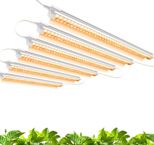 Monios-L T8 LED Grow Light 2FT, 144W(6×24W) High Output Plant Grow Light Strip, Full Spectrum Sunlight Replacement with Reflectors for Indoor Plant, 6-Pack